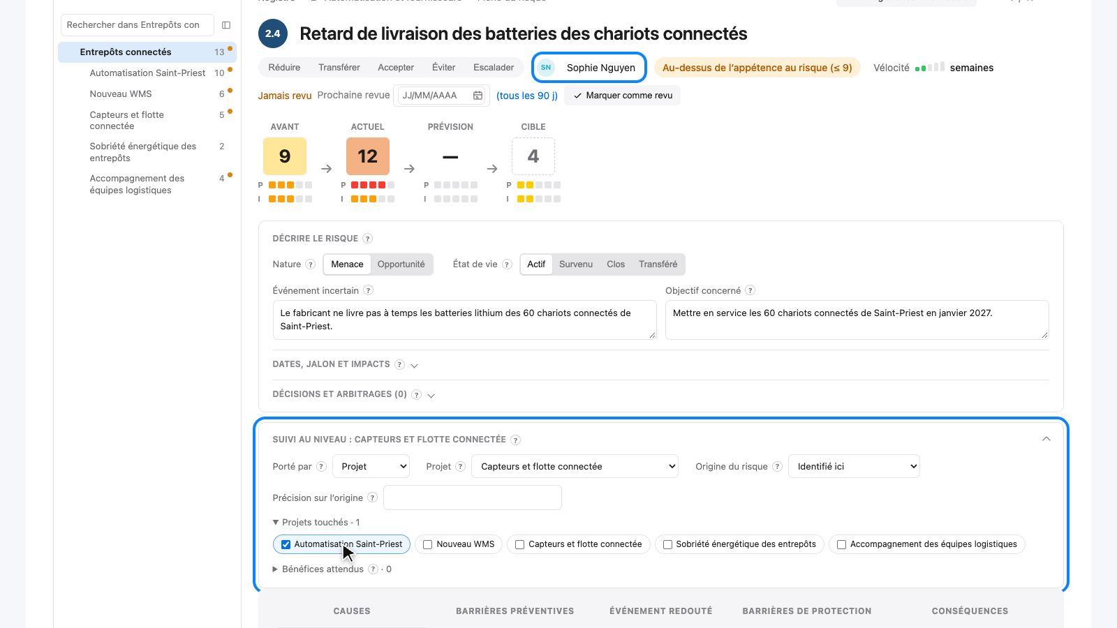 Le porteur Sophie Nguyen et le volet Suivi au niveau du projet Capteurs et flotte connectée